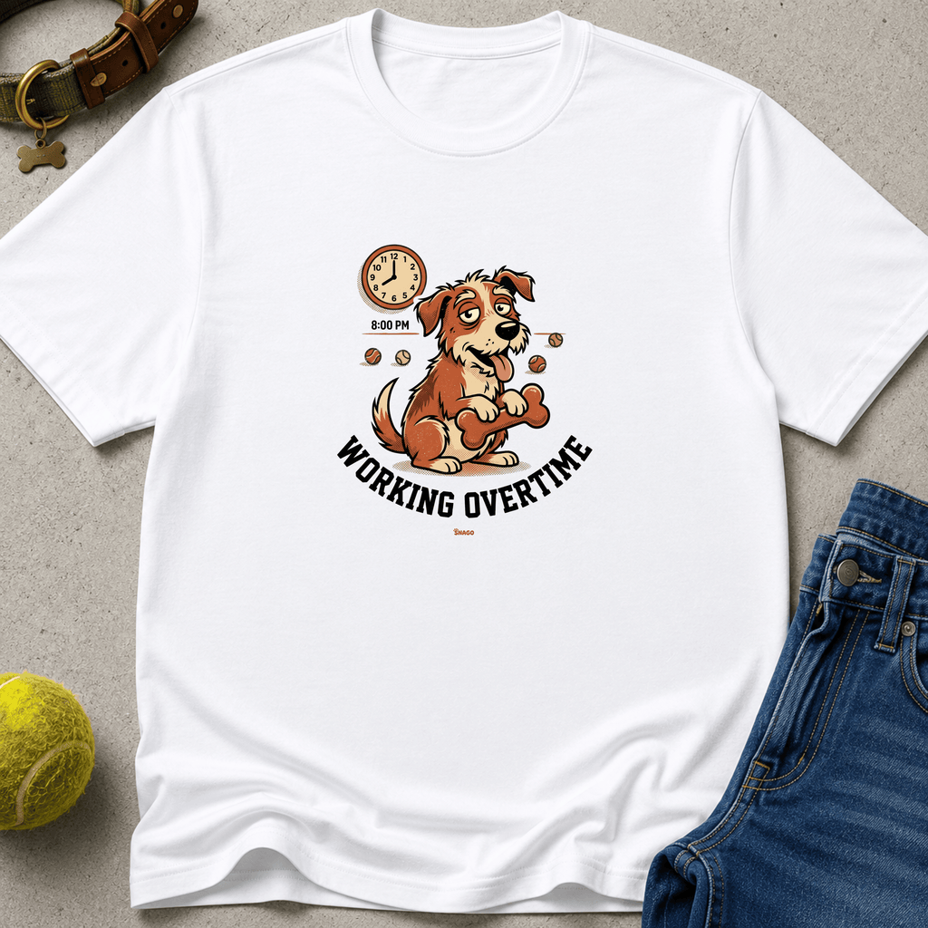 Snago T-Shirt Working Overtime Dog and Cat Tees for Pet Parents