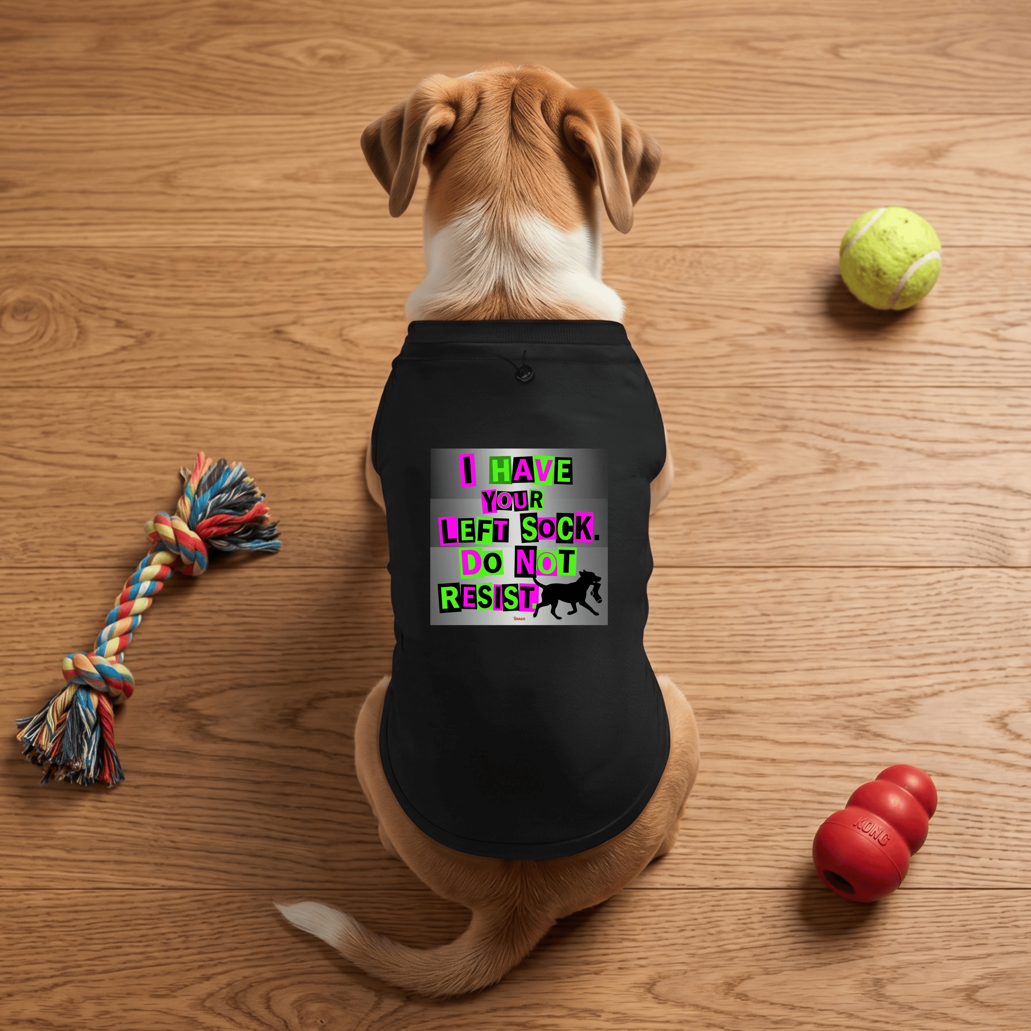 Snago Dog T-Shirt Dog Tee - I HAVE YOUR LEFT SOCK. DO NOT RESIST! Dog and Cat Tees for Pet Parents