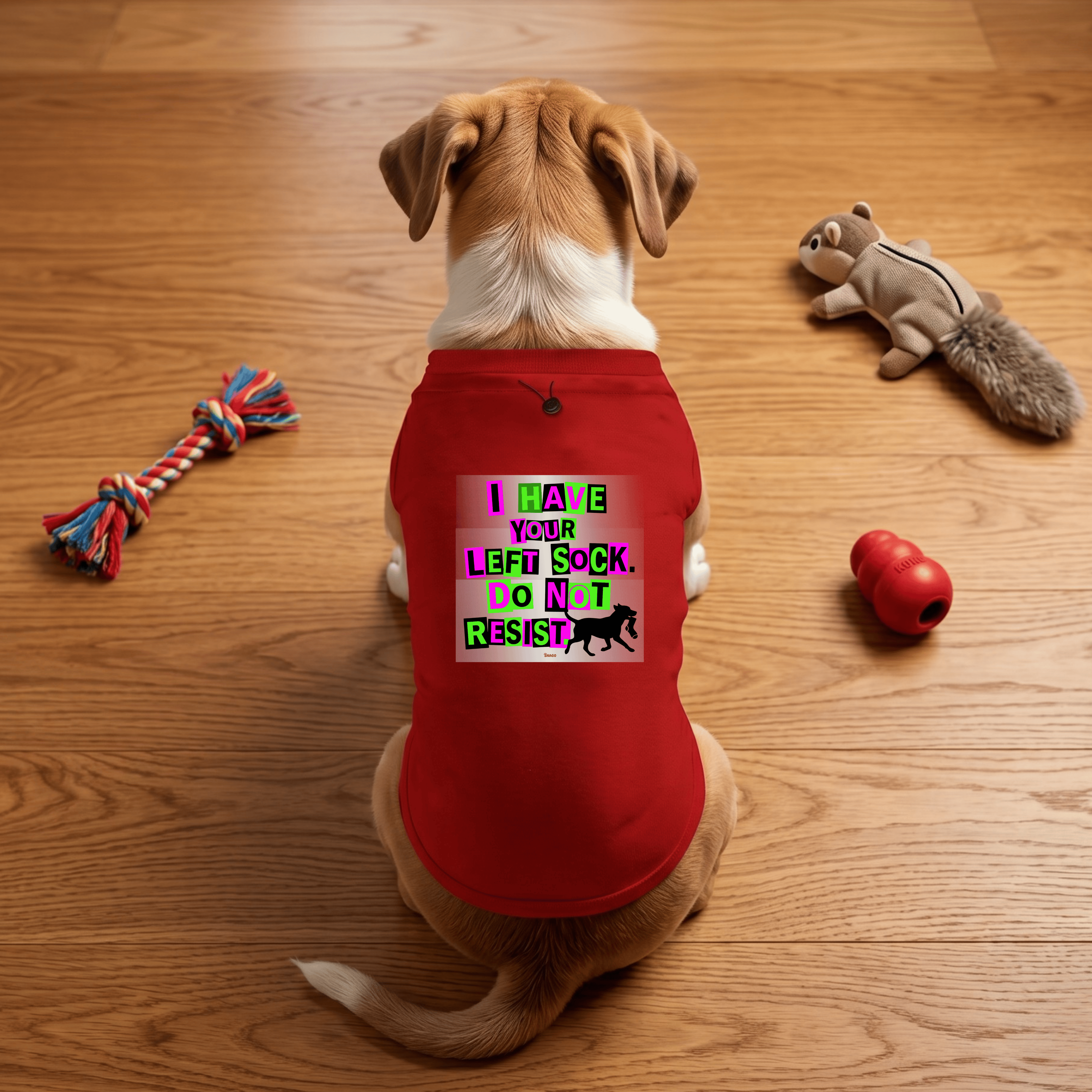 Snago Dog T-Shirt Dog Tee - I HAVE YOUR LEFT SOCK. DO NOT RESIST! Dog and Cat Tees for Pet Parents