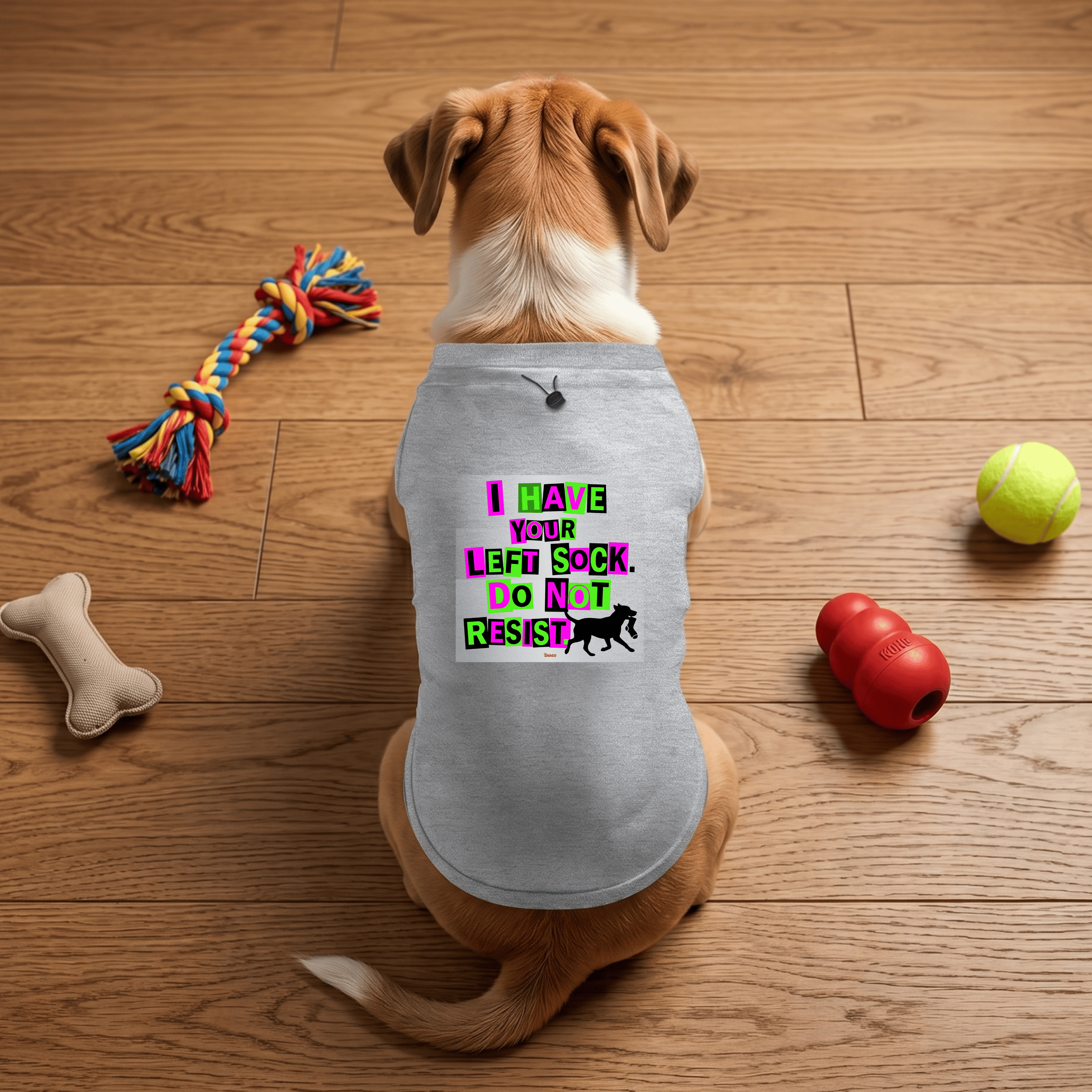Snago Dog T-Shirt Dog Tee - I HAVE YOUR LEFT SOCK. DO NOT RESIST! Dog and Cat Tees for Pet Parents