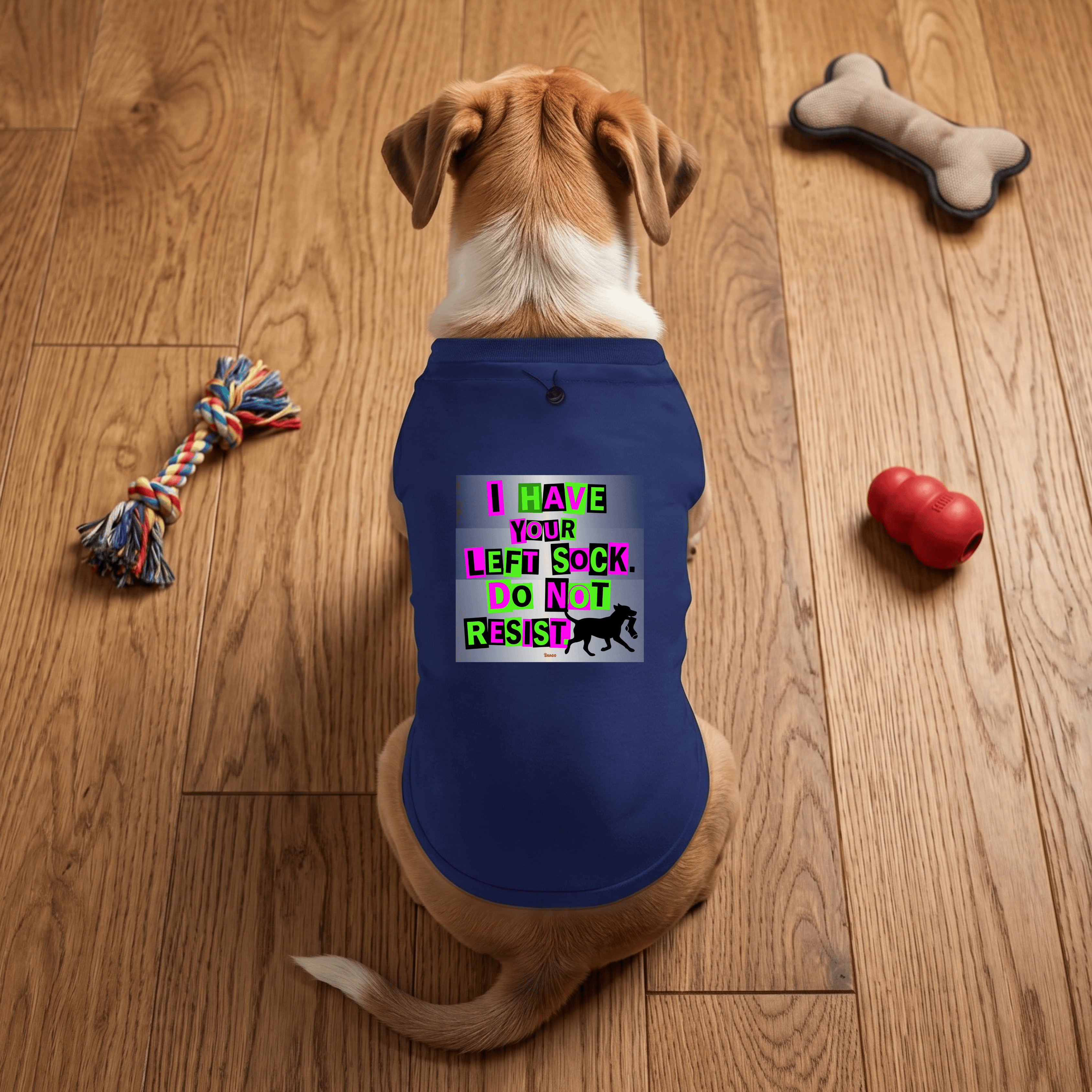Snago Dog T-Shirt Dog Tee - I HAVE YOUR LEFT SOCK. DO NOT RESIST! Dog and Cat Tees for Pet Parents