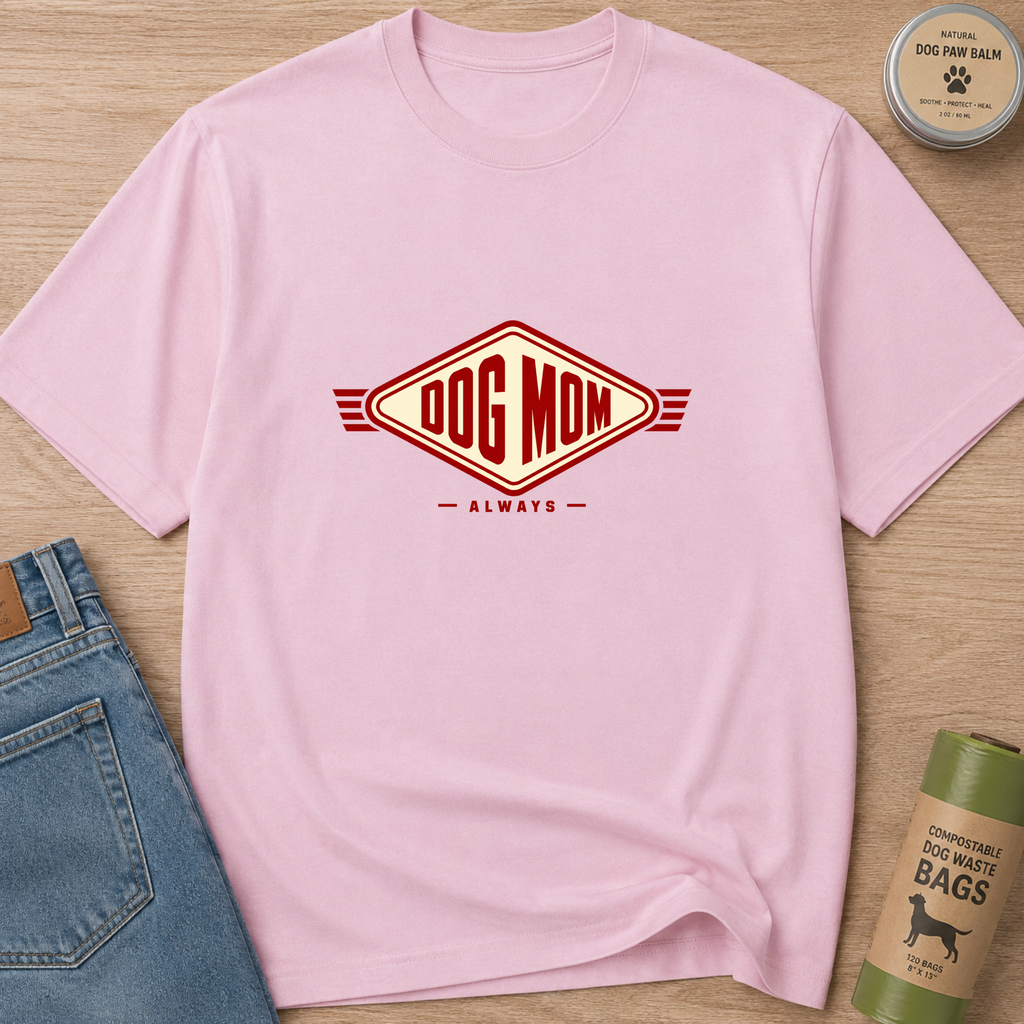 Snago T-Shirt DOG MOM ALWAYS Dog and Cat Tees for Pet Parents