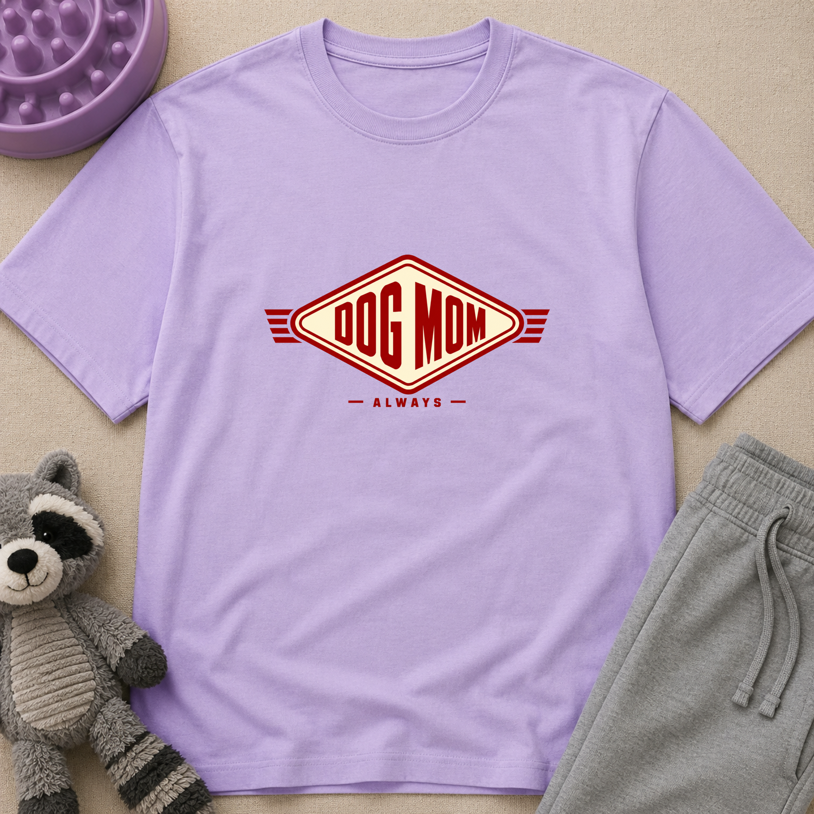 Snago T-Shirt DOG MOM ALWAYS Dog and Cat Tees for Pet Parents