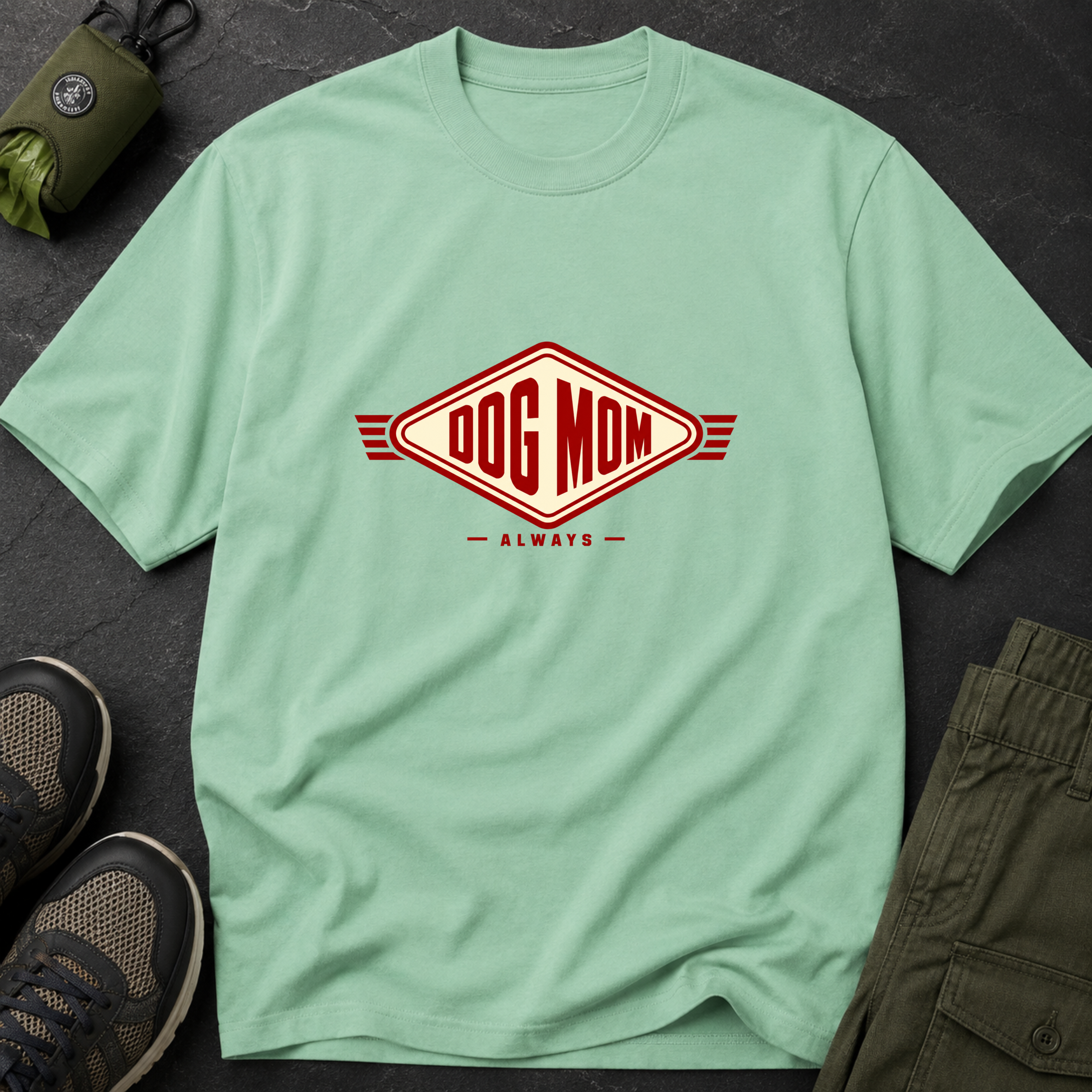 Snago T-Shirt DOG MOM ALWAYS Dog and Cat Tees for Pet Parents