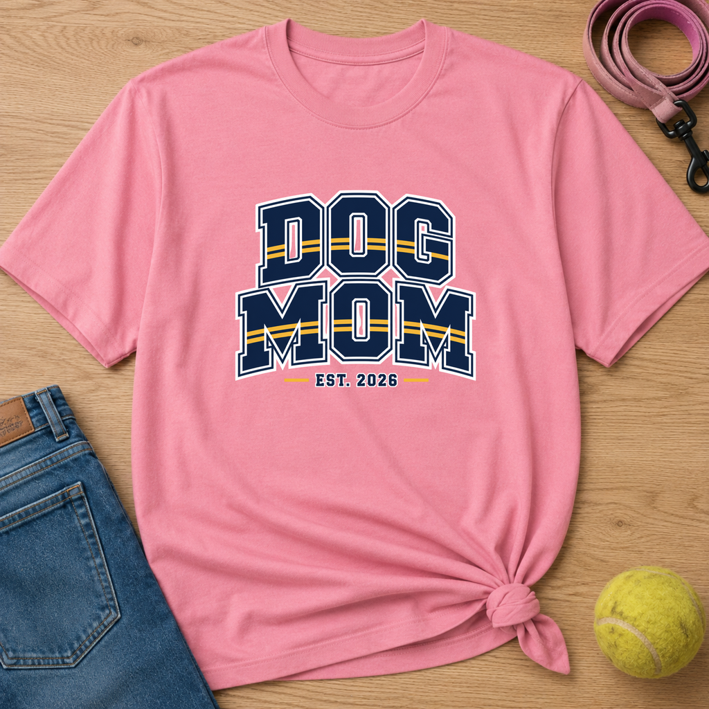 Snago T-Shirt DOG MOM est. 2026 Dog and Cat Tees for Pet Parents