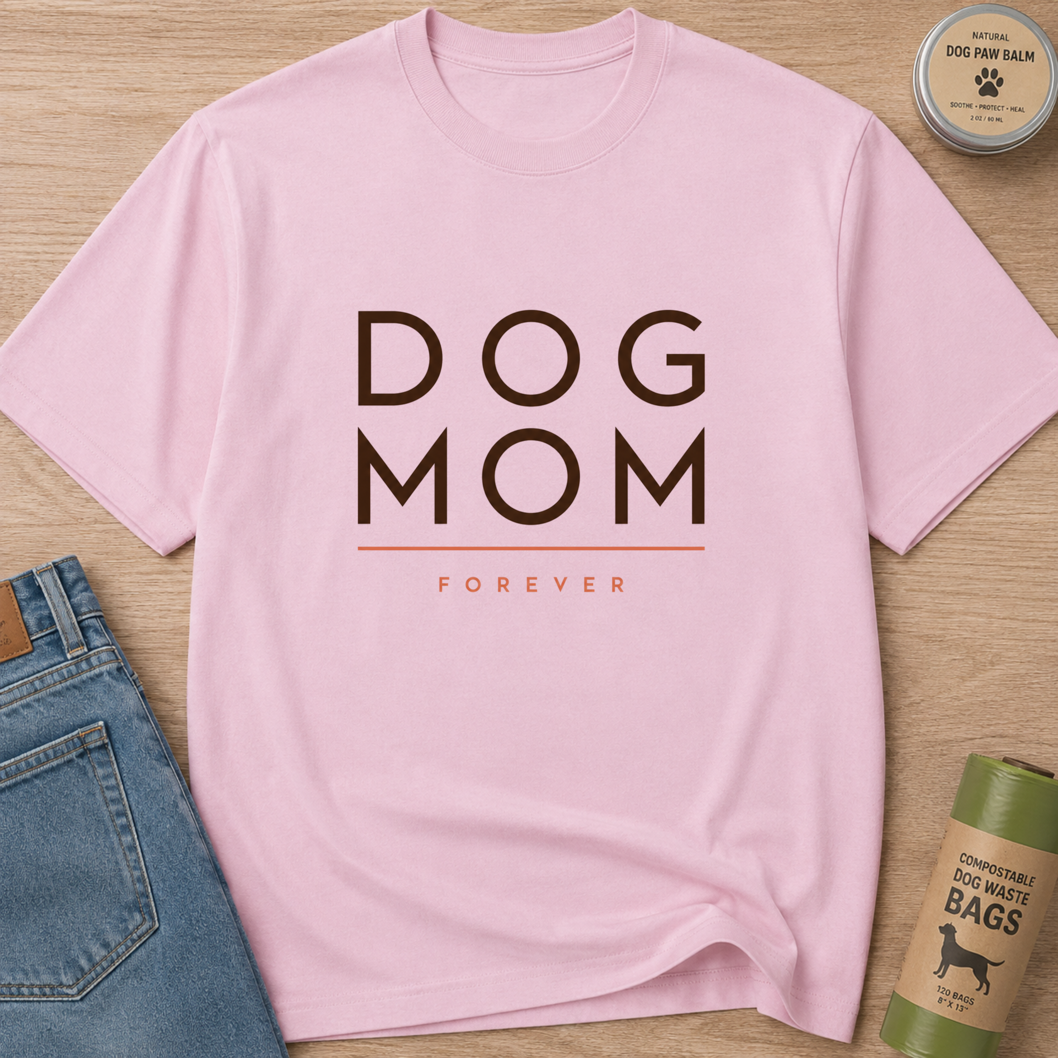 Snago T-Shirt DOG MOM FOREVER Dog and Cat Tees for Pet Parents