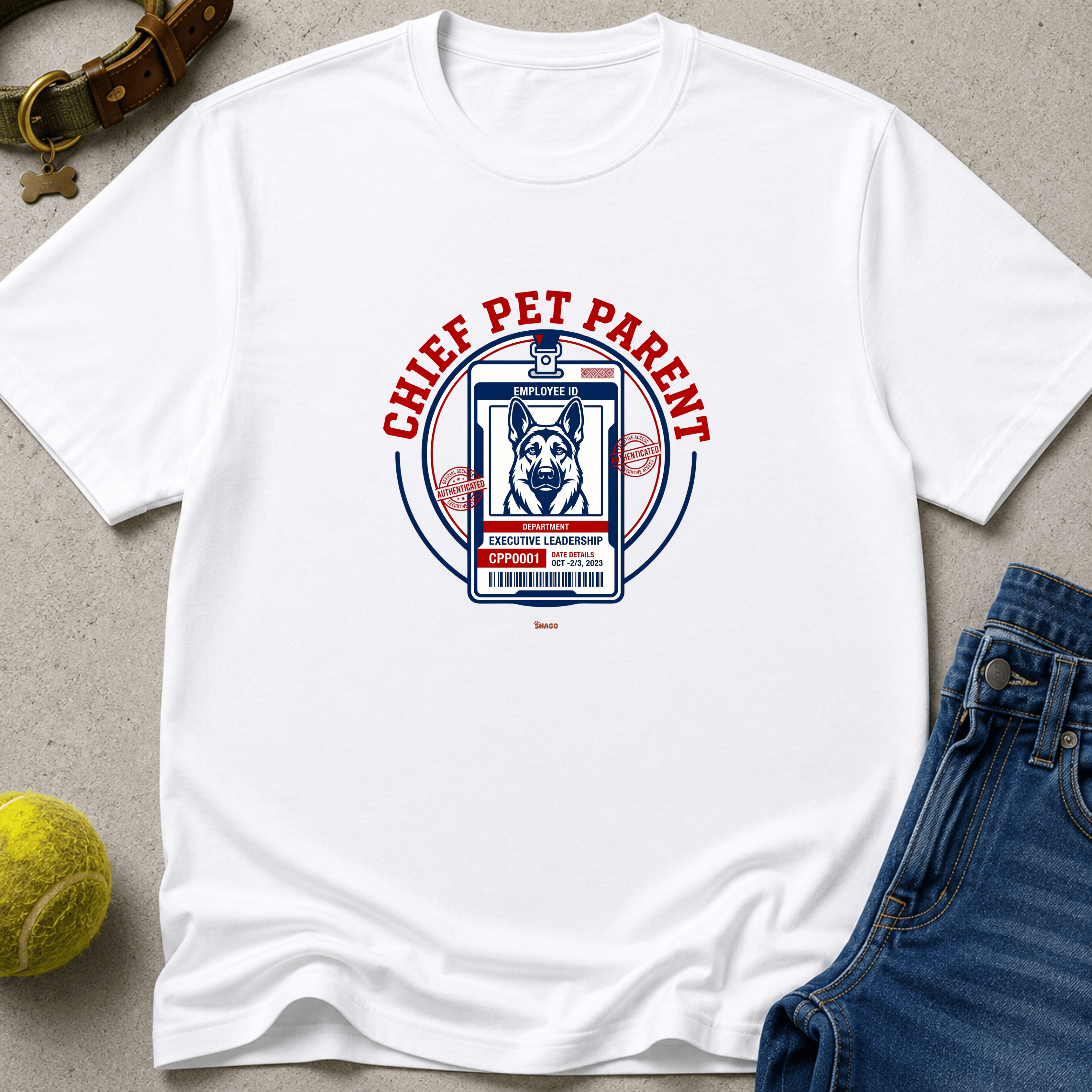 Snago T-Shirt Employee ID - Chief Pet Parent Dog and Cat Tees for Pet Parents