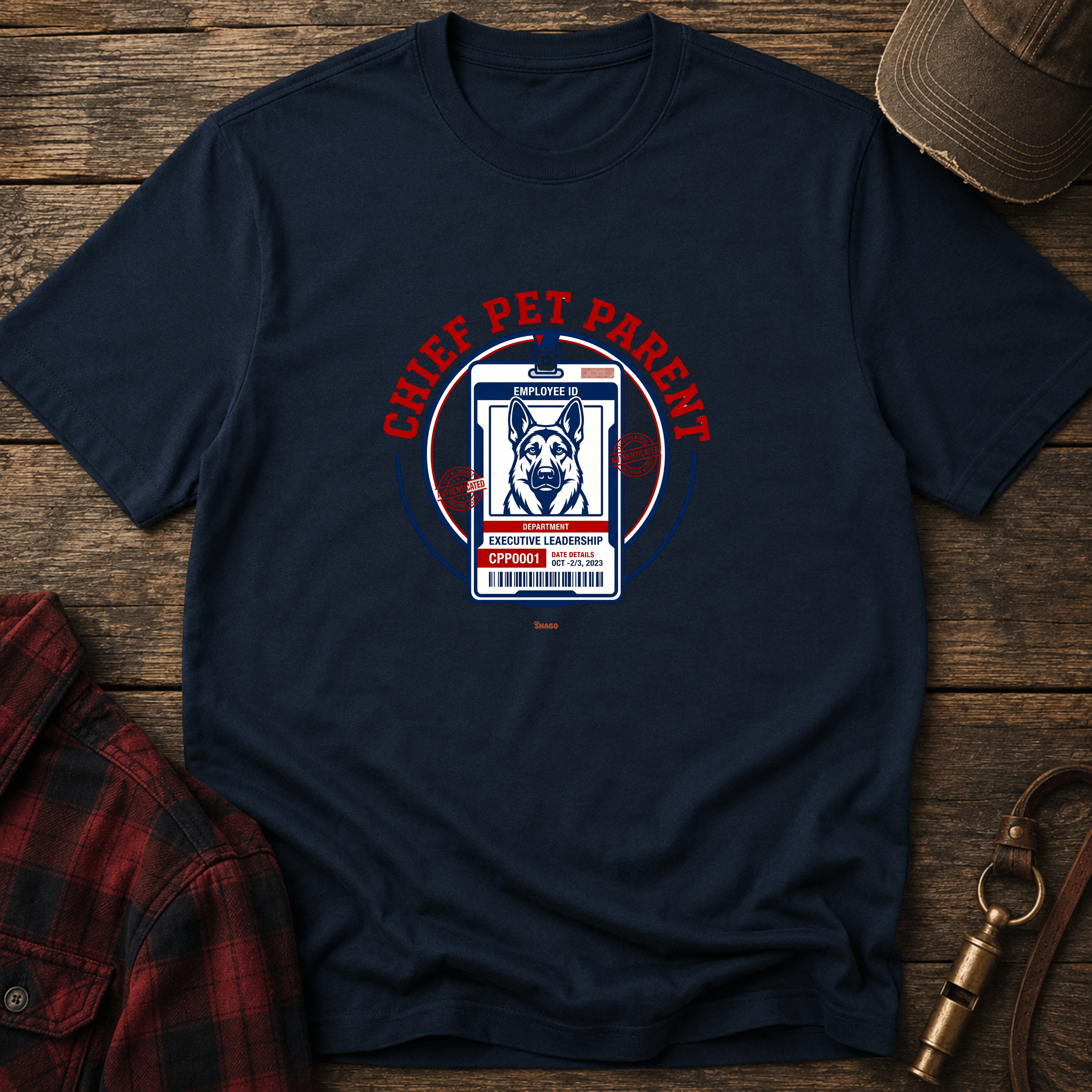 Snago T-Shirt Employee ID - Chief Pet Parent Dog and Cat Tees for Pet Parents