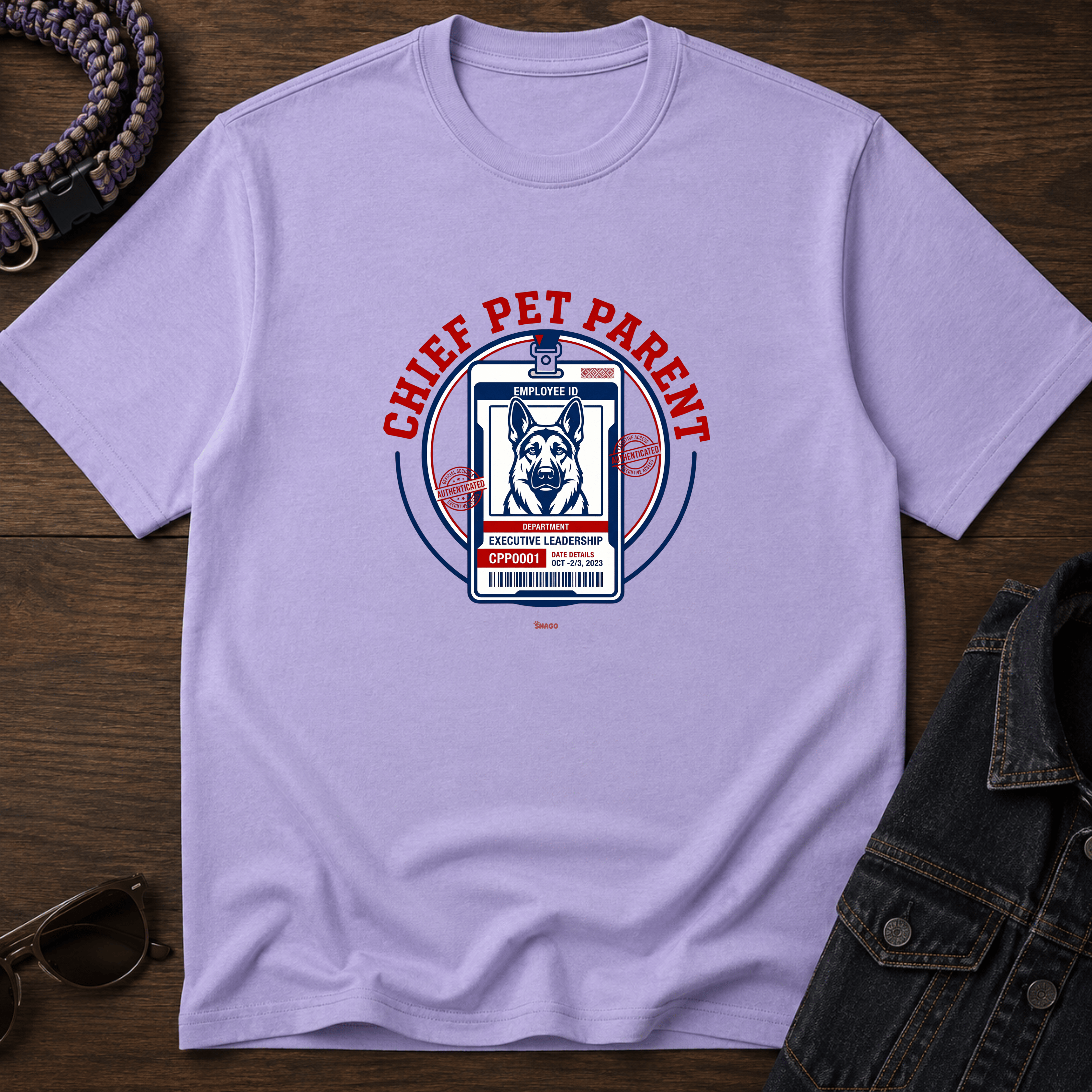 Snago T-Shirt Employee ID - Chief Pet Parent Dog and Cat Tees for Pet Parents