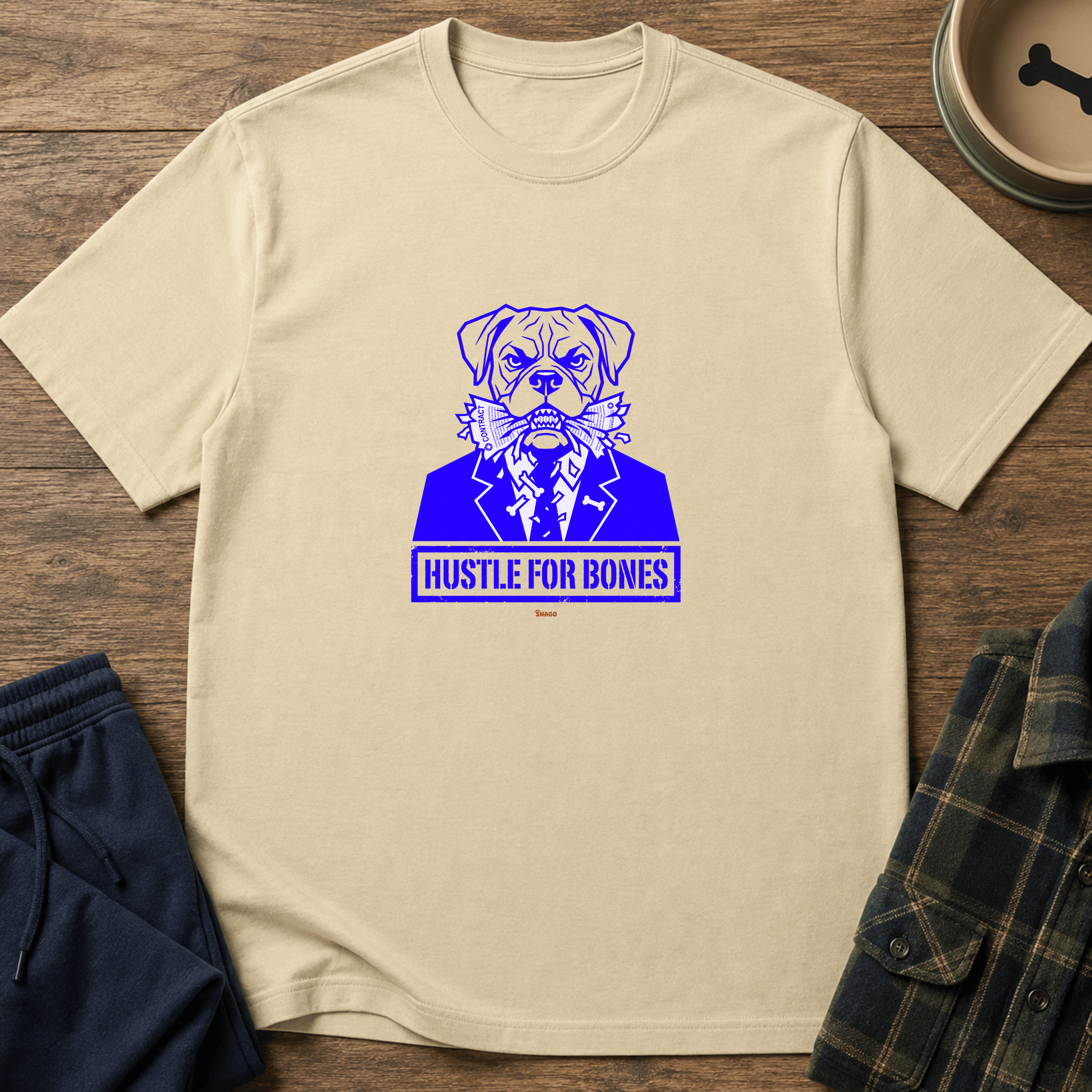 Snago T-Shirt Hustle For Bones Dog and Cat Tees for Pet Parents