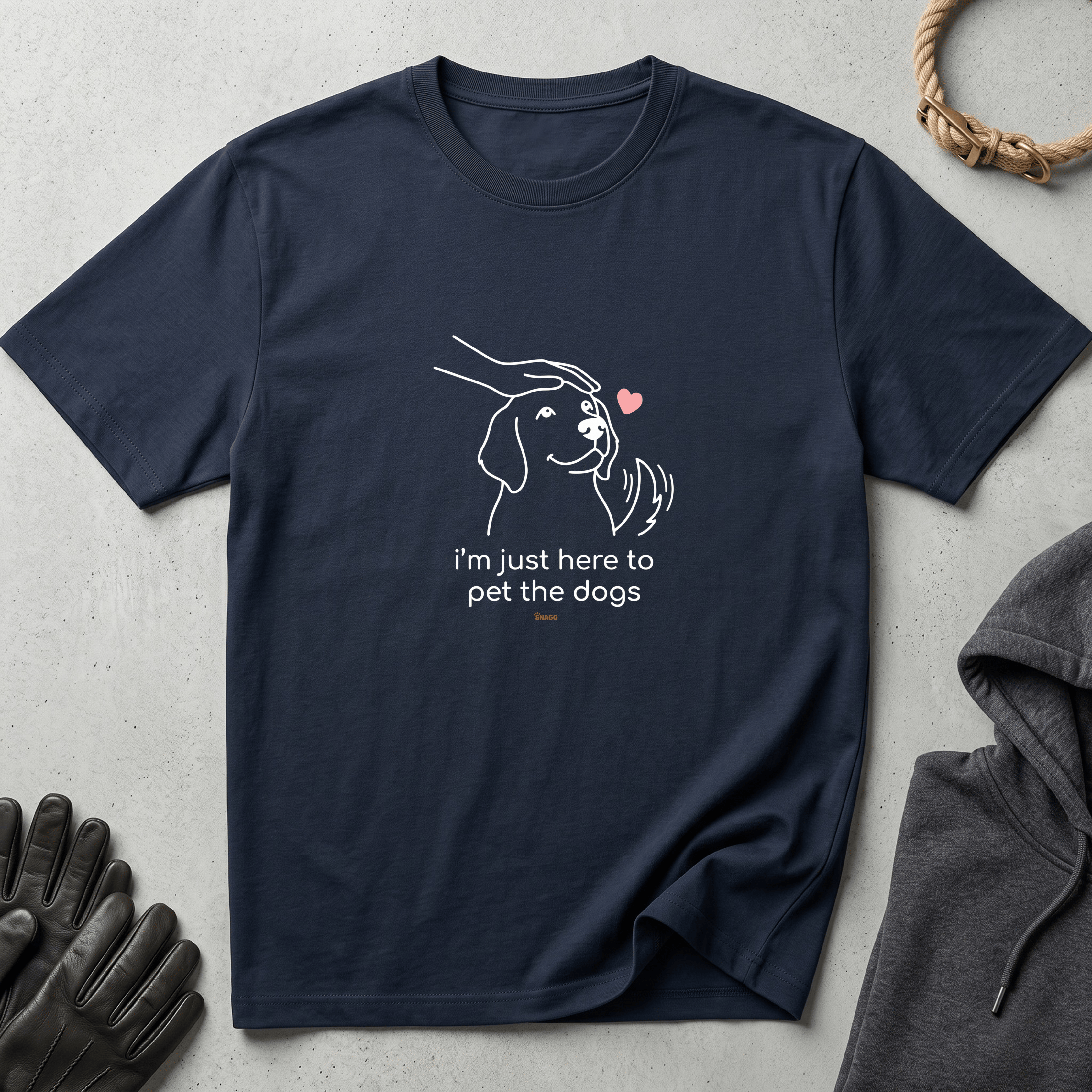 Snago T-Shirt I'am Just Here To Pet The Dogs Dog and Cat Tees for Pet Parents
