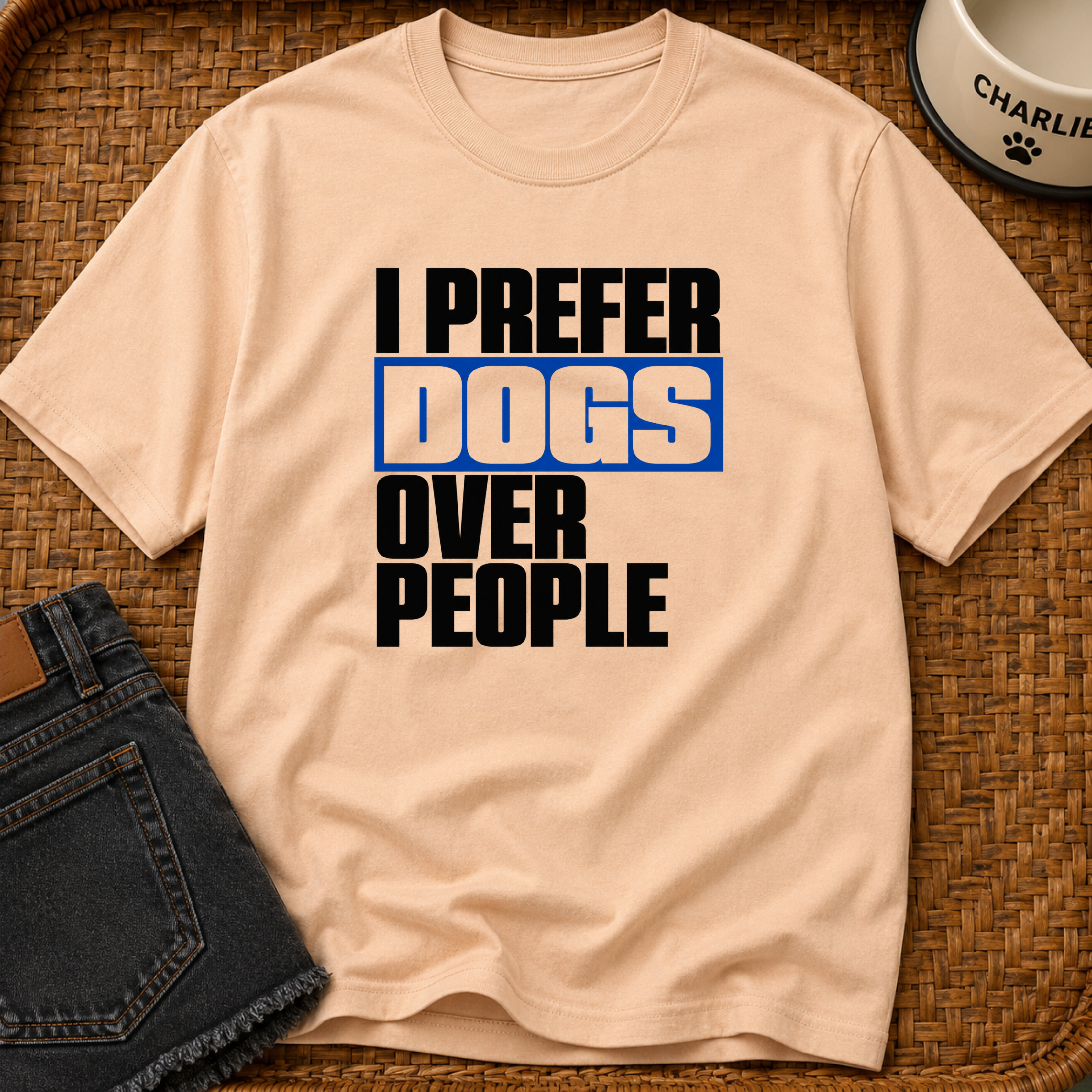 Snago T-Shirt I PREFER DOGS OVER PEOPLE Dog and Cat Tees for Pet Parents