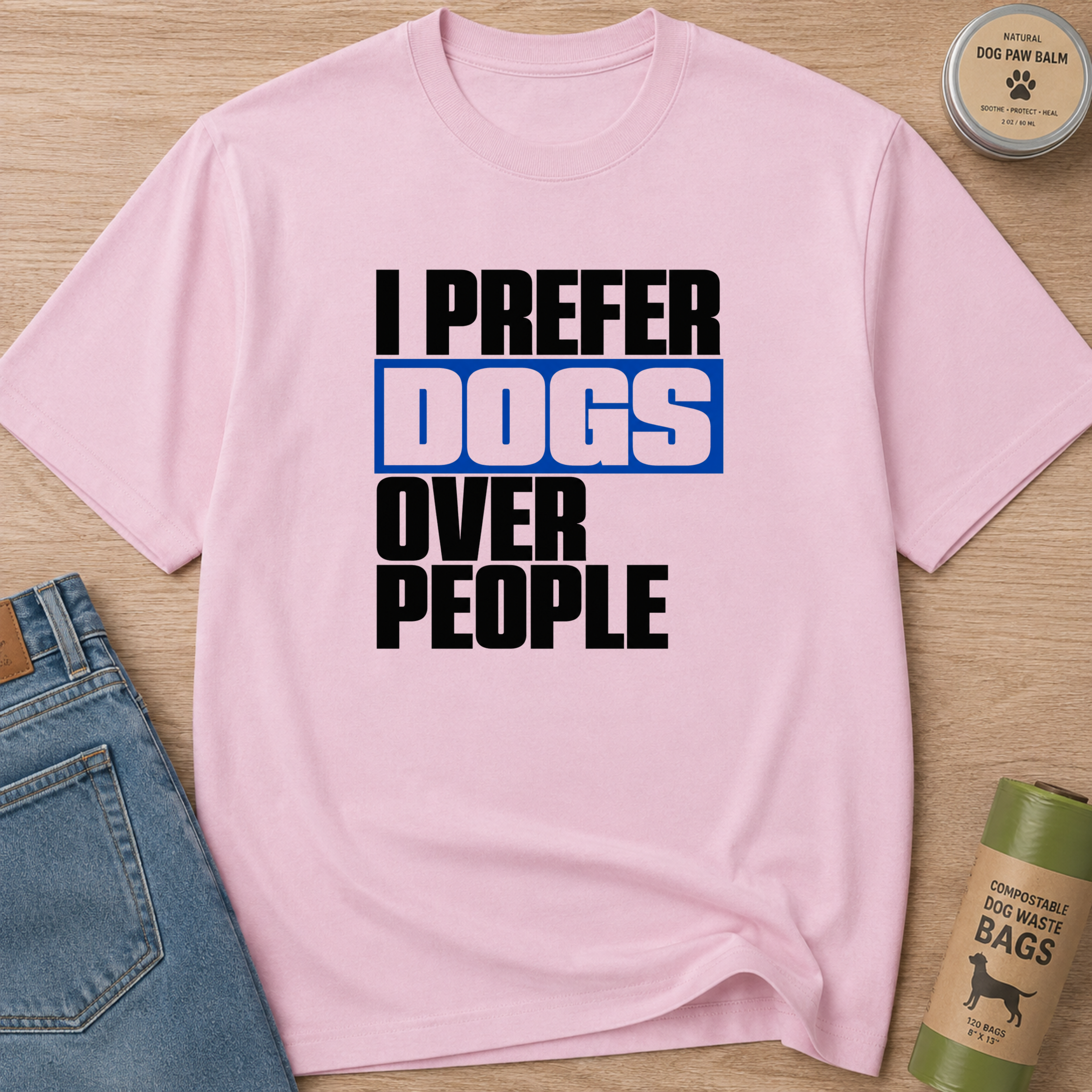 Snago T-Shirt I PREFER DOGS OVER PEOPLE Dog and Cat Tees for Pet Parents