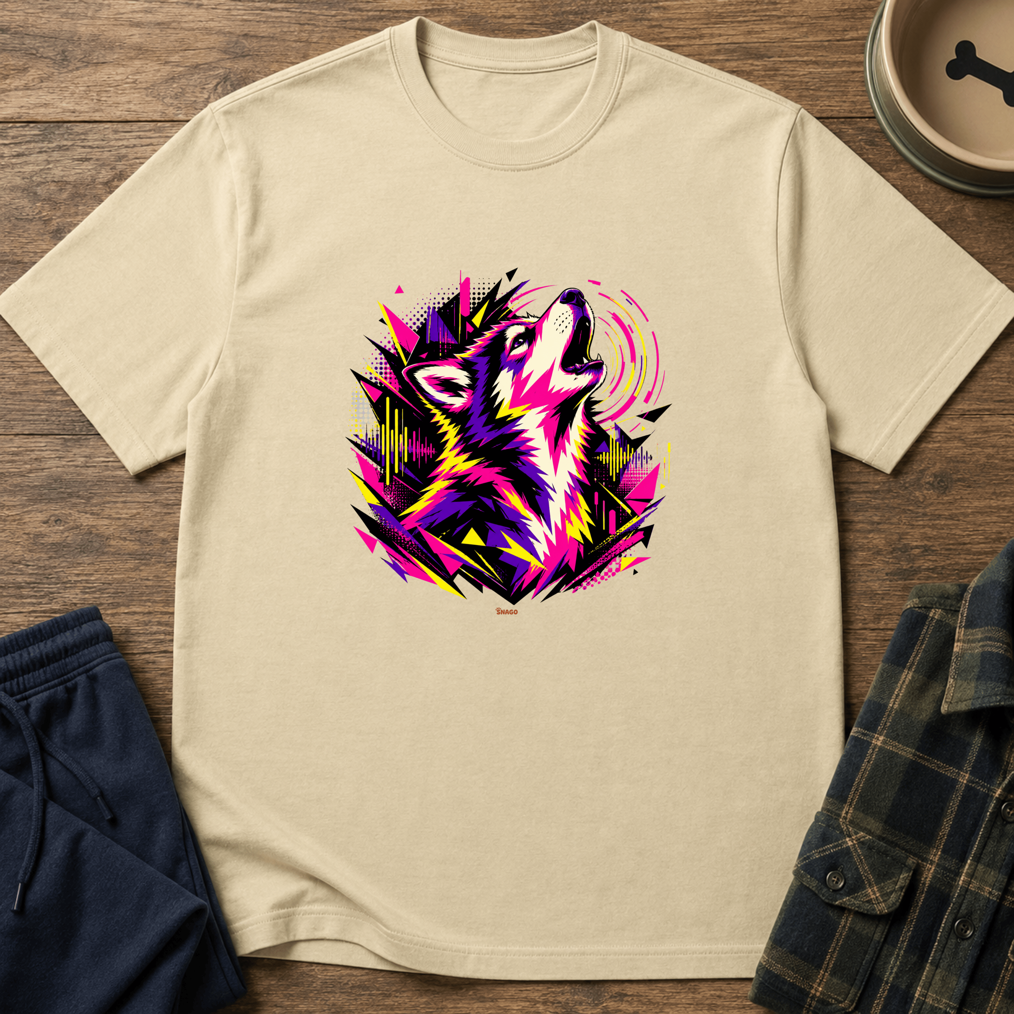 Snago T-Shirt Neon Howl Dog and Cat Tees for Pet Parents