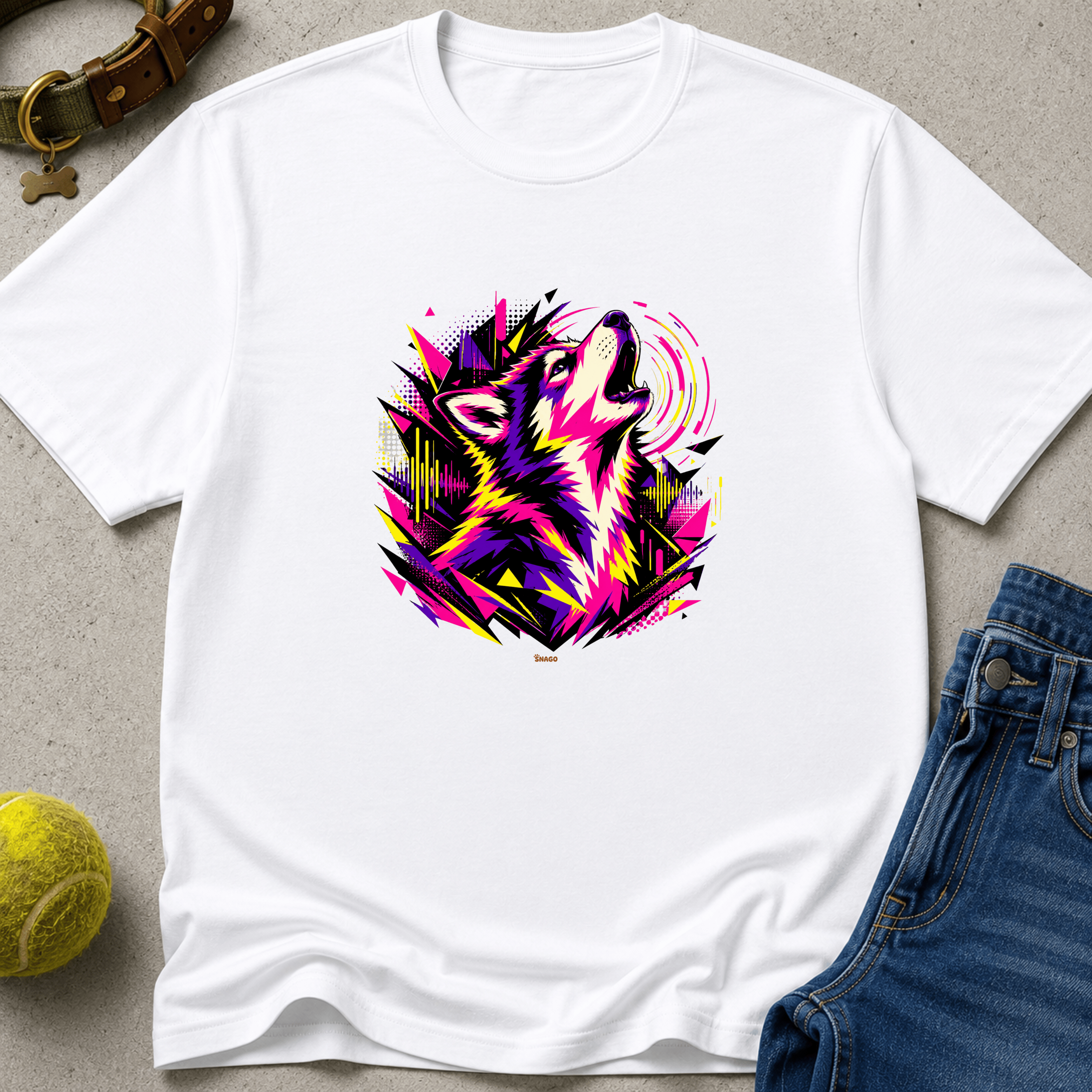 Snago T-Shirt Neon Howl Dog and Cat Tees for Pet Parents
