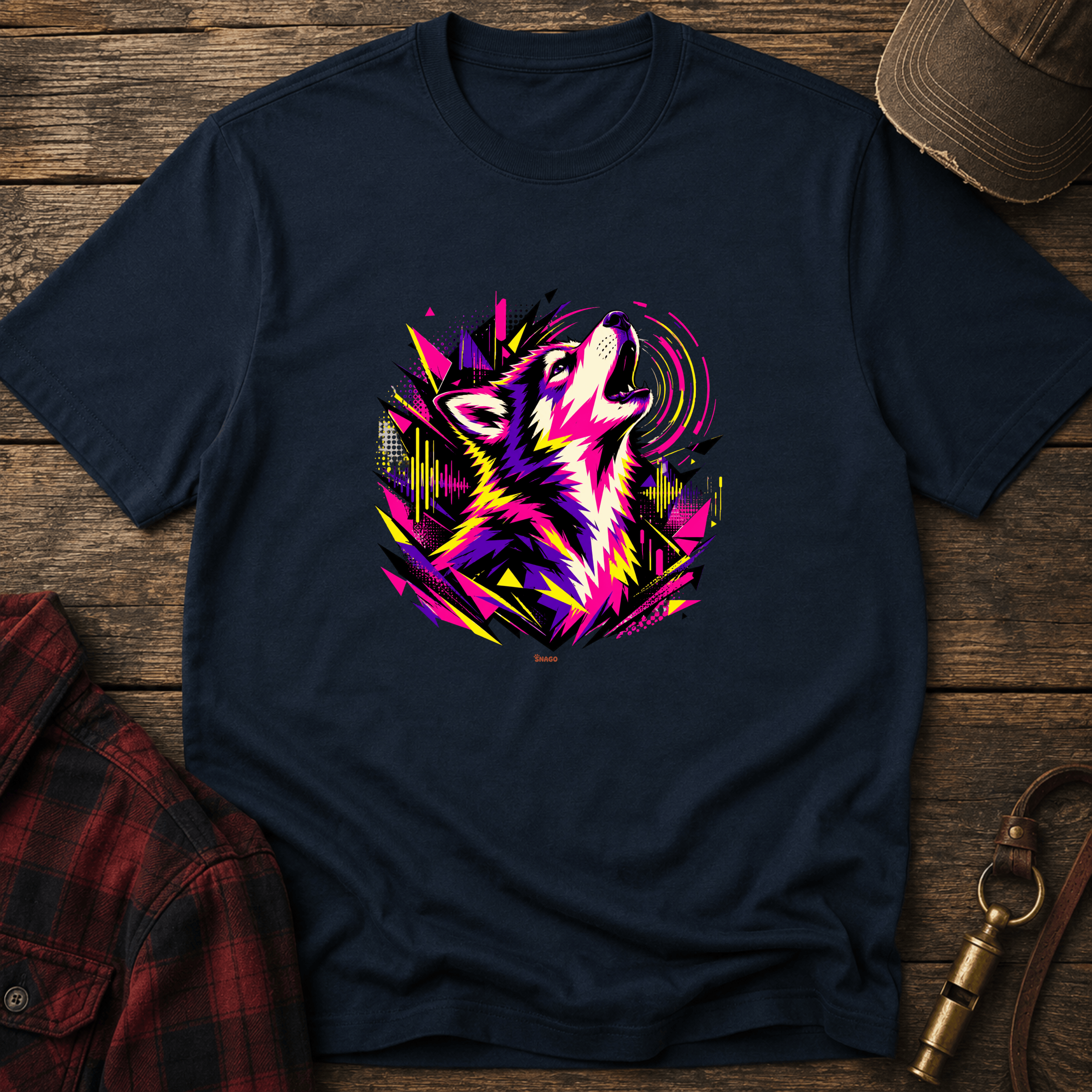 Snago T-Shirt Neon Howl Dog and Cat Tees for Pet Parents