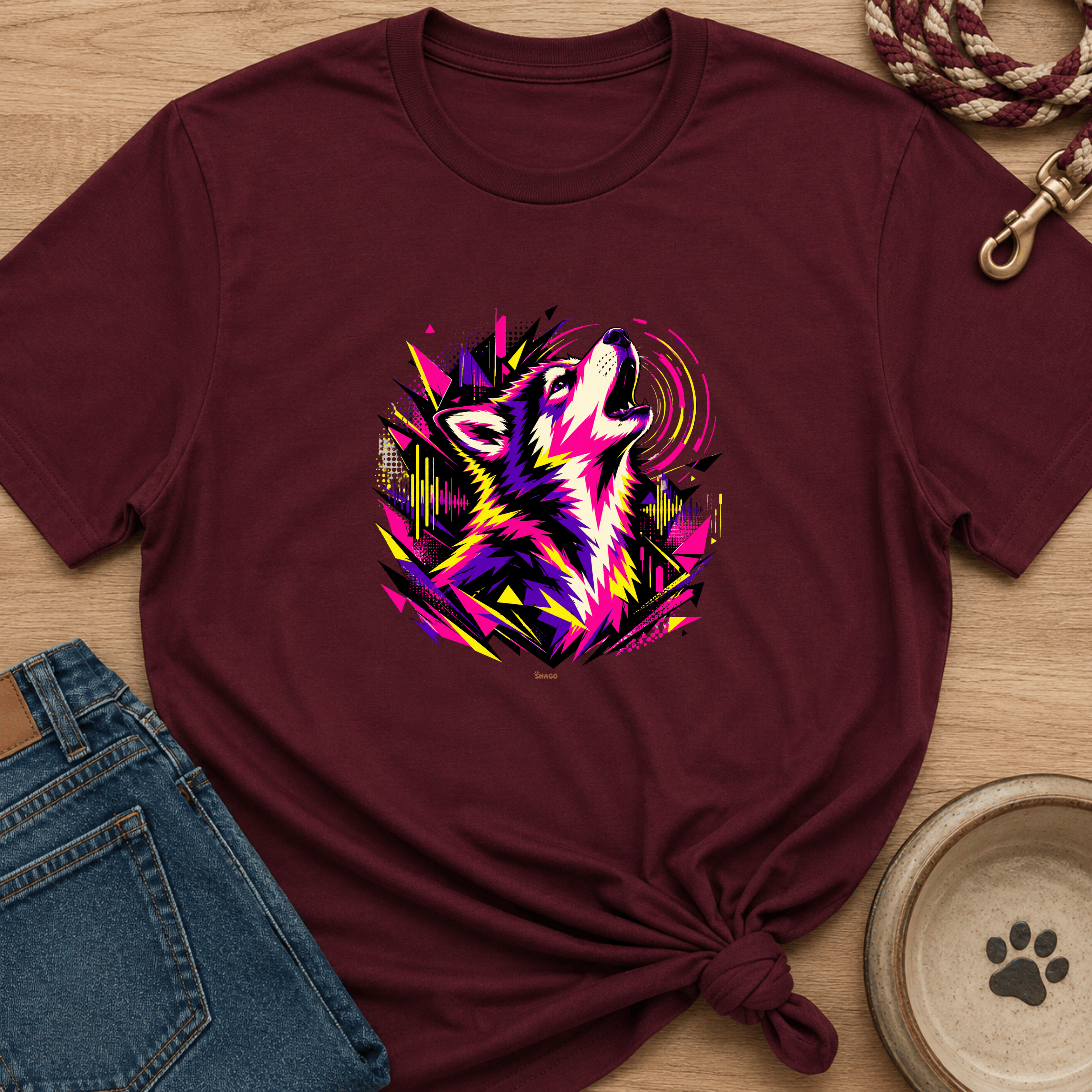 Snago T-Shirt Neon Howl Dog and Cat Tees for Pet Parents