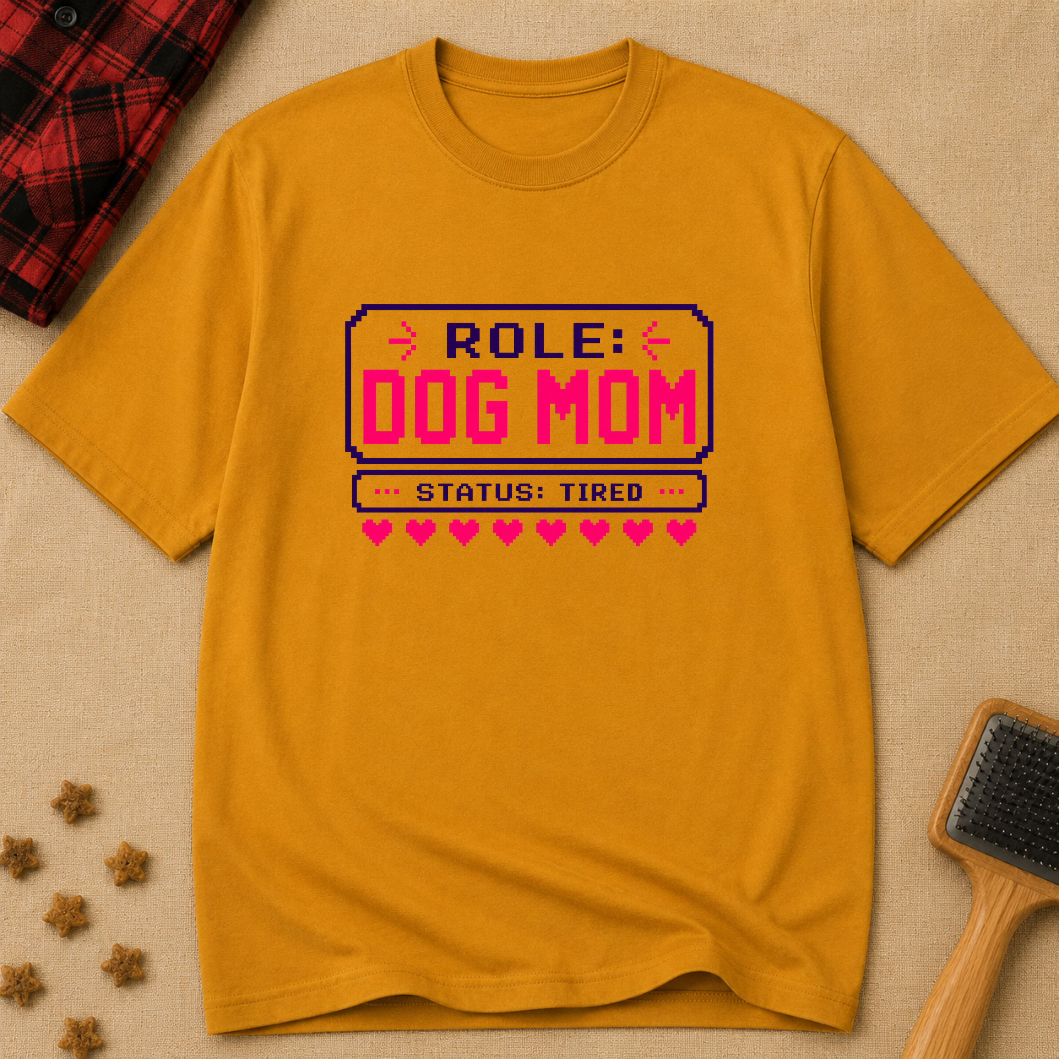 Snago T-Shirt Role: DOG MOM, Status: Tired Dog and Cat Tees for Pet Parents