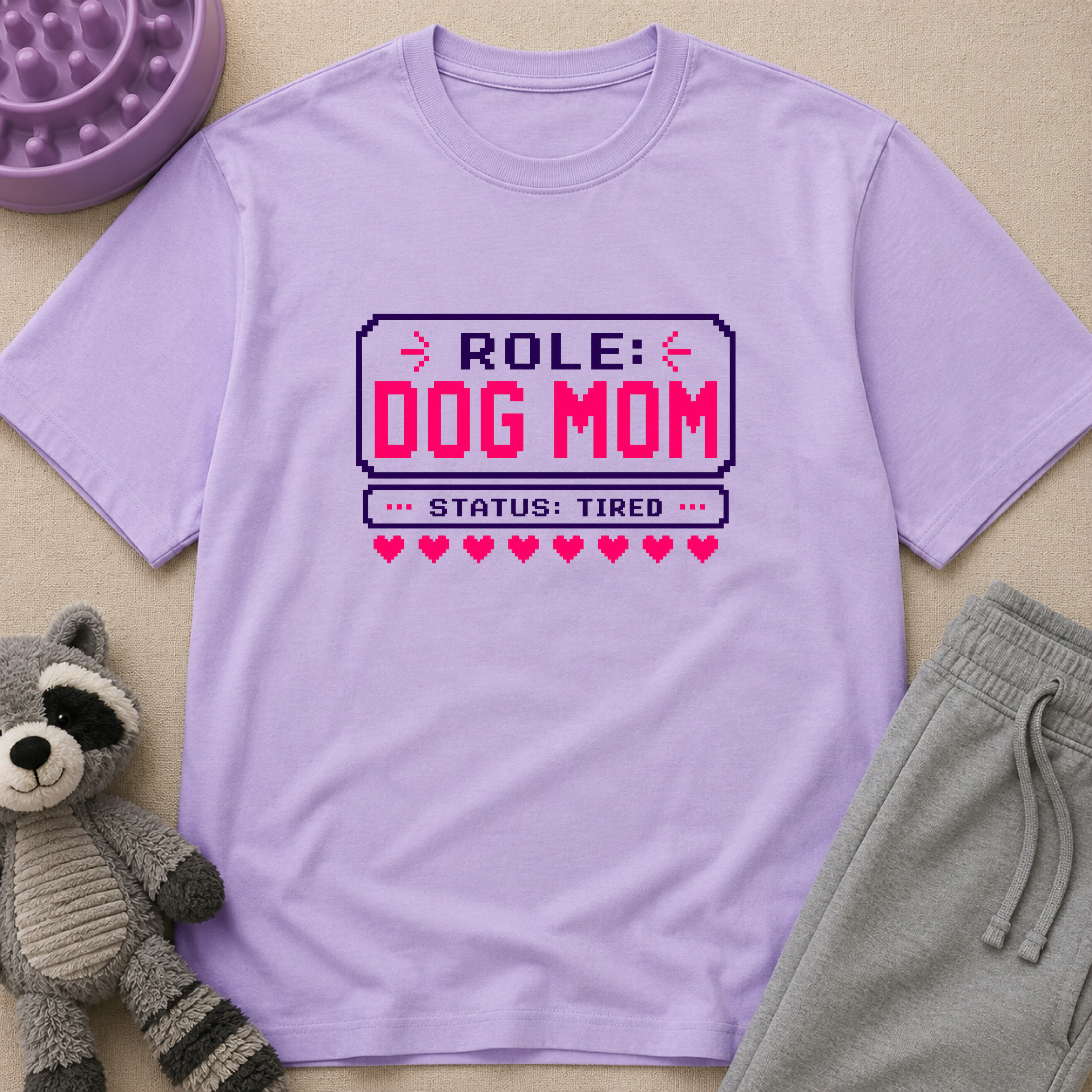 Snago T-Shirt Role: DOG MOM, Status: Tired Dog and Cat Tees for Pet Parents